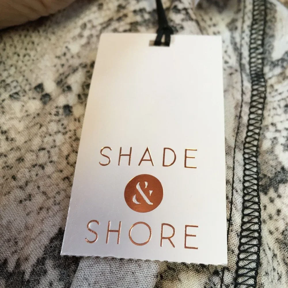 NWT Shade & Shore Tie-Front Cover Up Shirt Tan Snake Skin Print Size XL